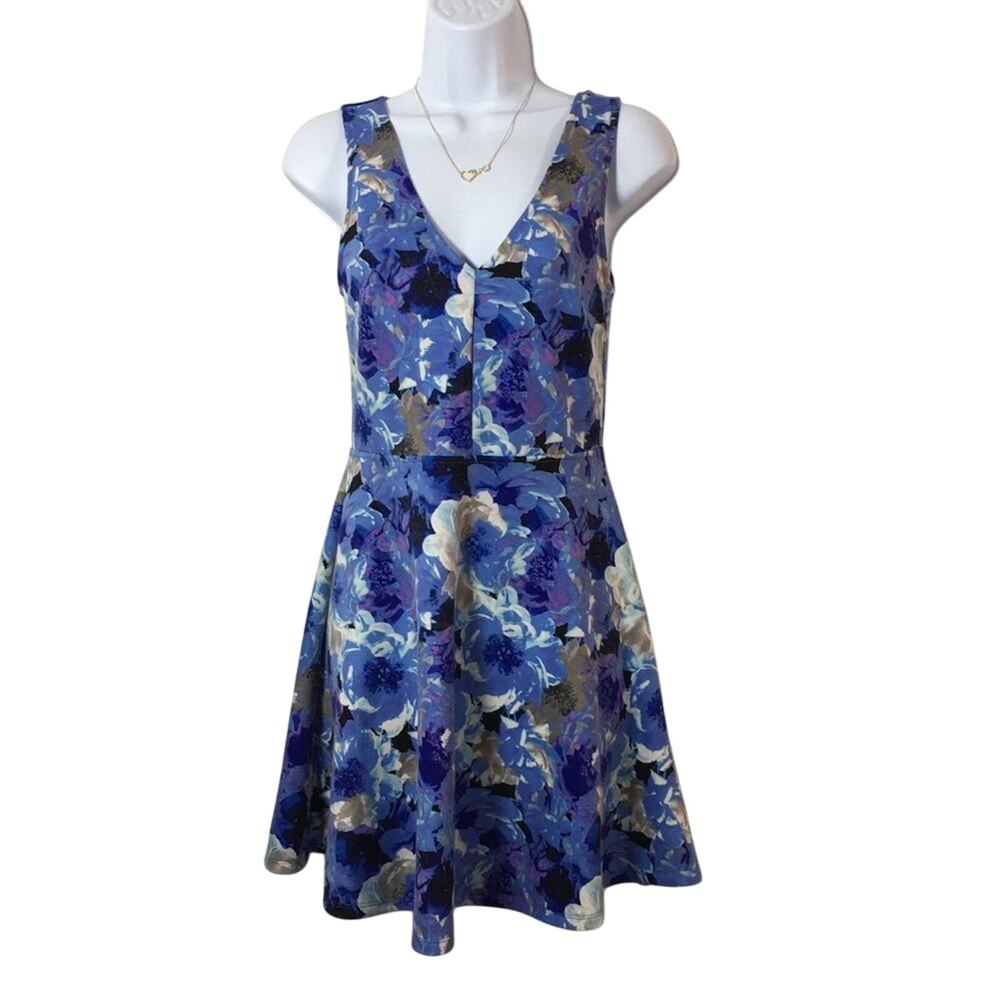 Forever 21 Sleeveless Blue Floral Short Dress Small